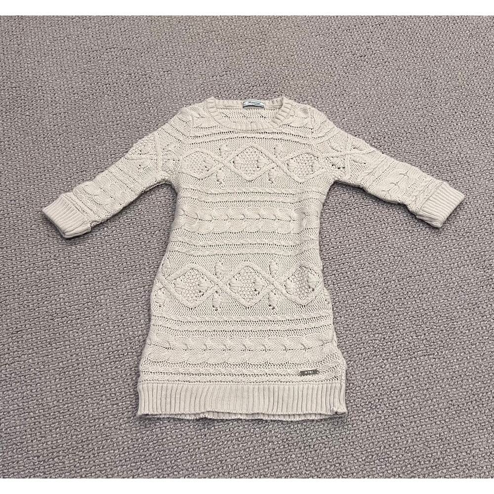 Mayoral Girl's Cream Long Sleeve Cable Knit Sweater Dress - Toddler 4